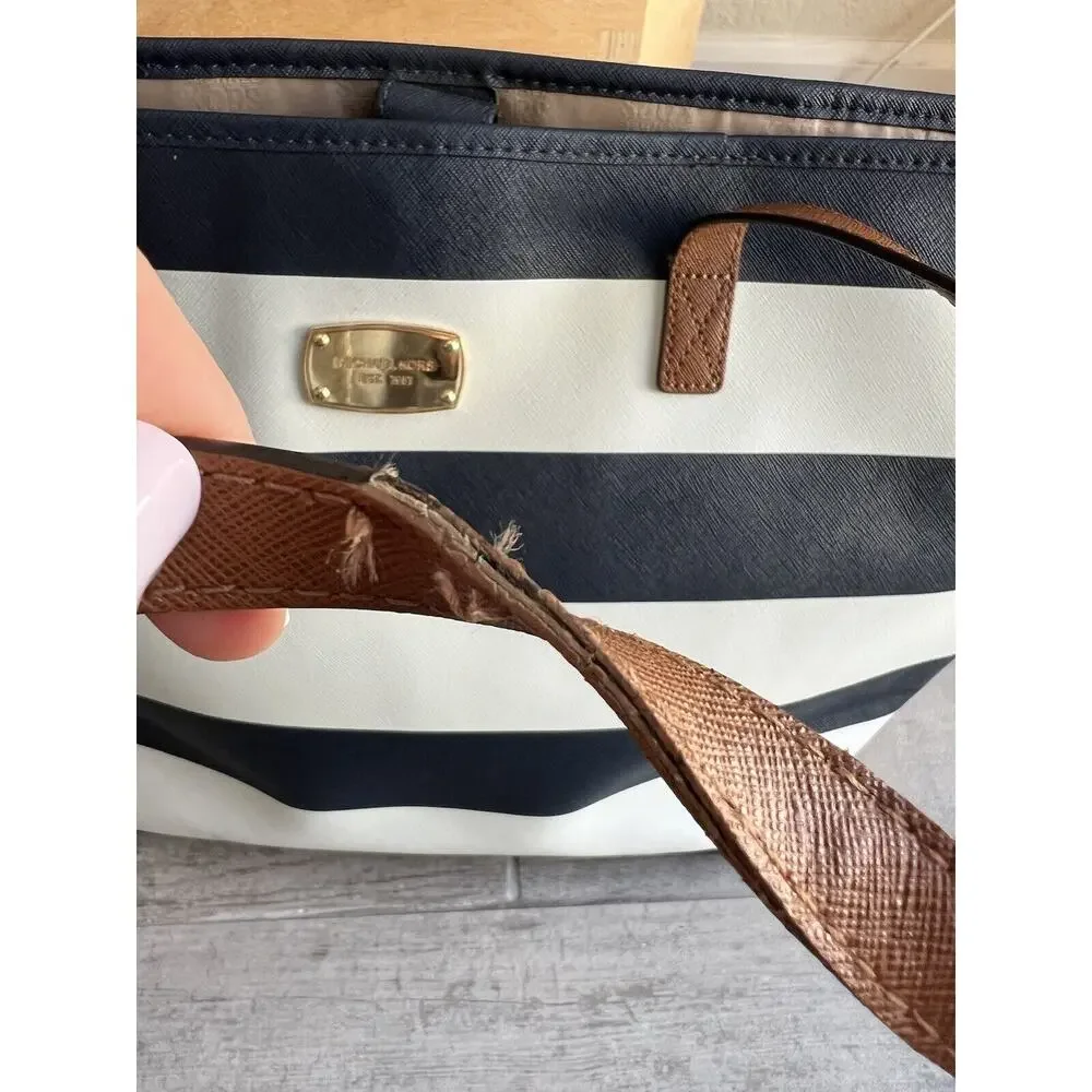 $298 MICHAEL KORS Shoulder Purse Bag Large Jet Travel Tote Stripe Classic Design - Picture 7 of 16